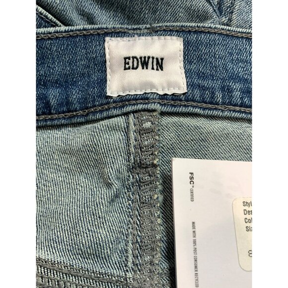 NWT Edwin Women's Elin Crop Straight Jeans Ambition Size 27 Cotton Denim Blue - Picture 5 of 7